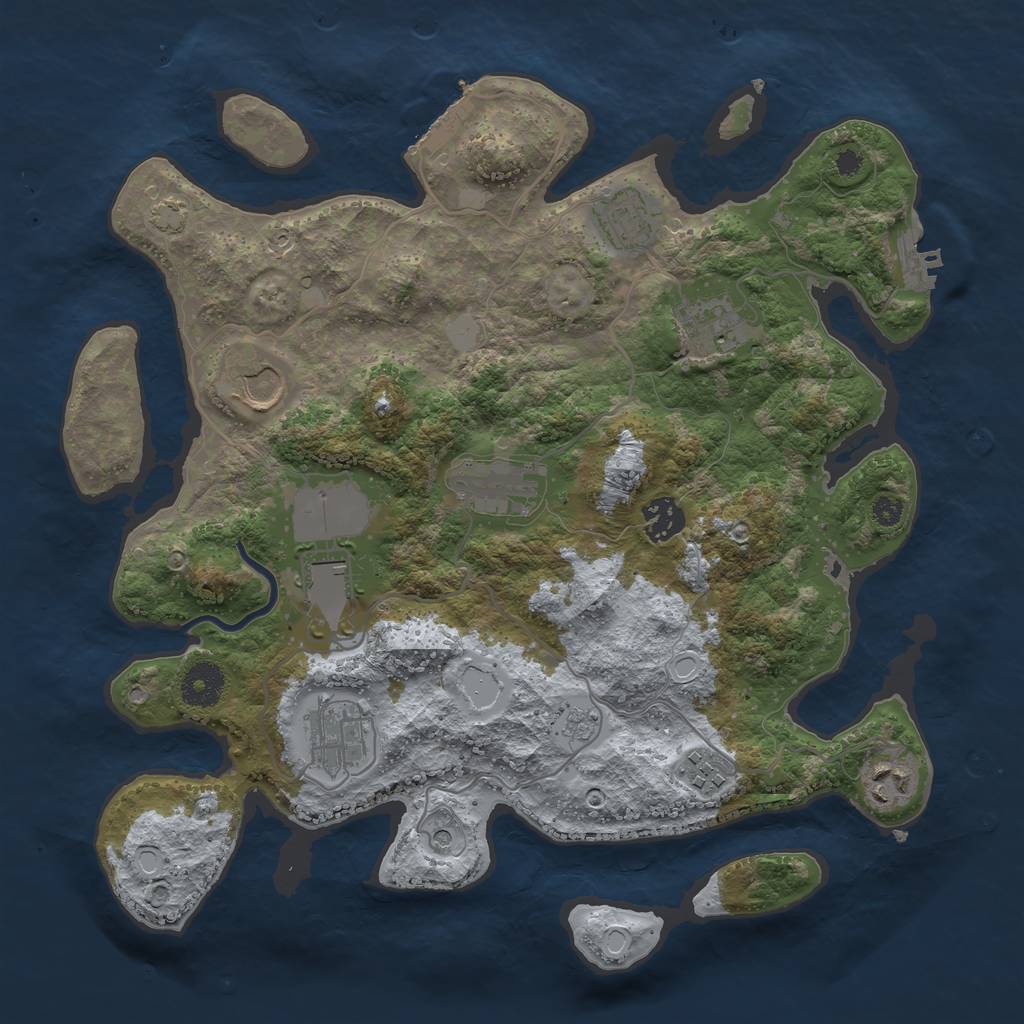 Rust Map: Procedural Map, Size: 3500, Seed: 1832101476, 16 Monuments