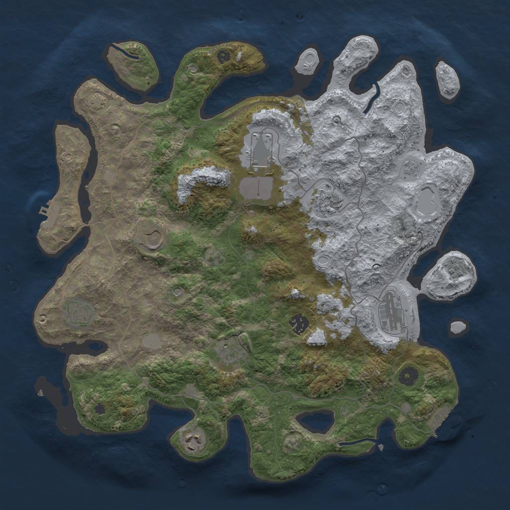 Rust Map: Procedural Map, Size: 4000, Seed: 442029252, 16 Monuments
