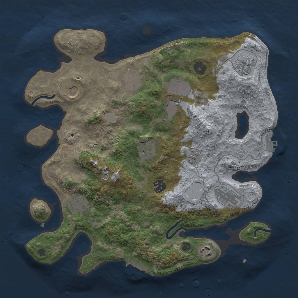 Rust Map: Procedural Map, Size: 3500, Seed: 967020854, 17 Monuments