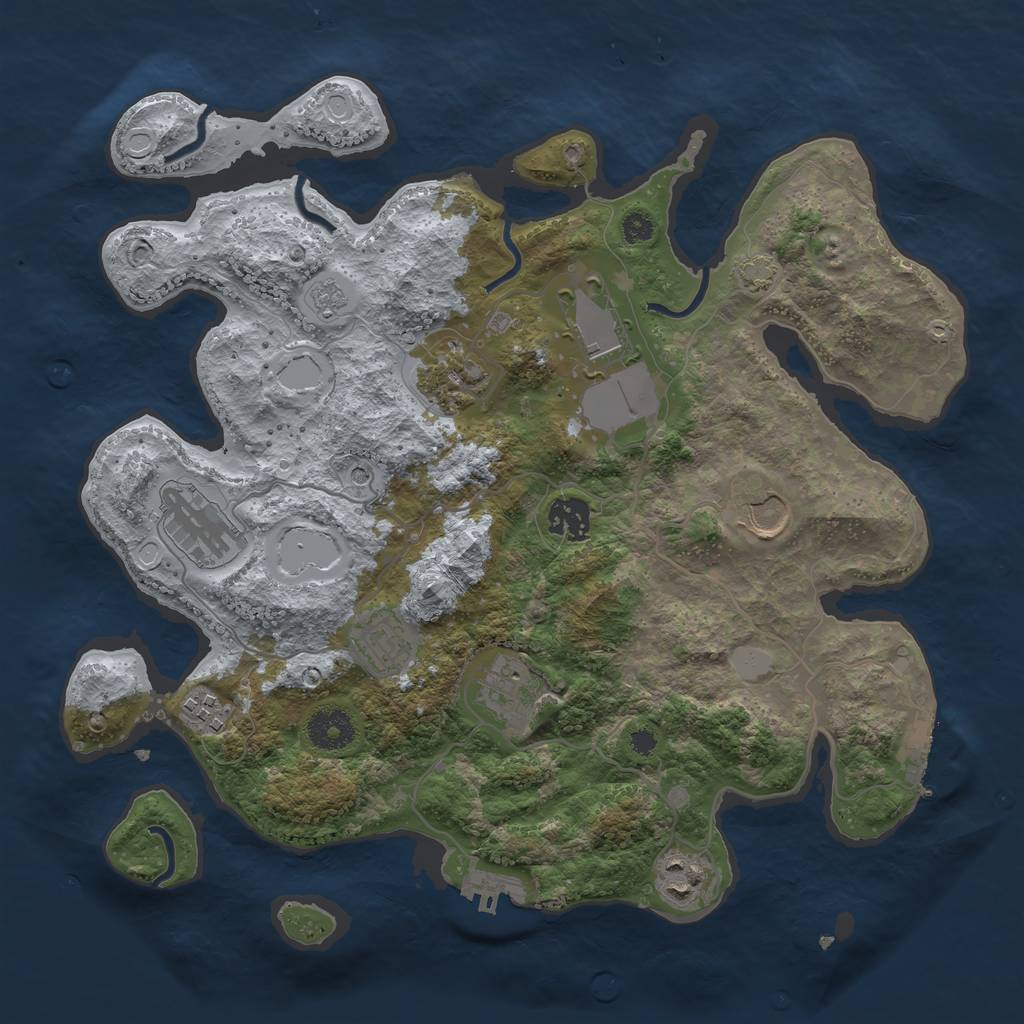 Rust Map: Procedural Map, Size: 3500, Seed: 1289521994, 16 Monuments