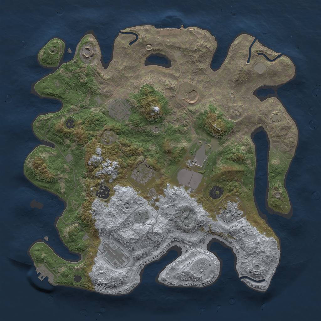 Rust Map: Procedural Map, Size: 3500, Seed: 1075814257, 16 Monuments