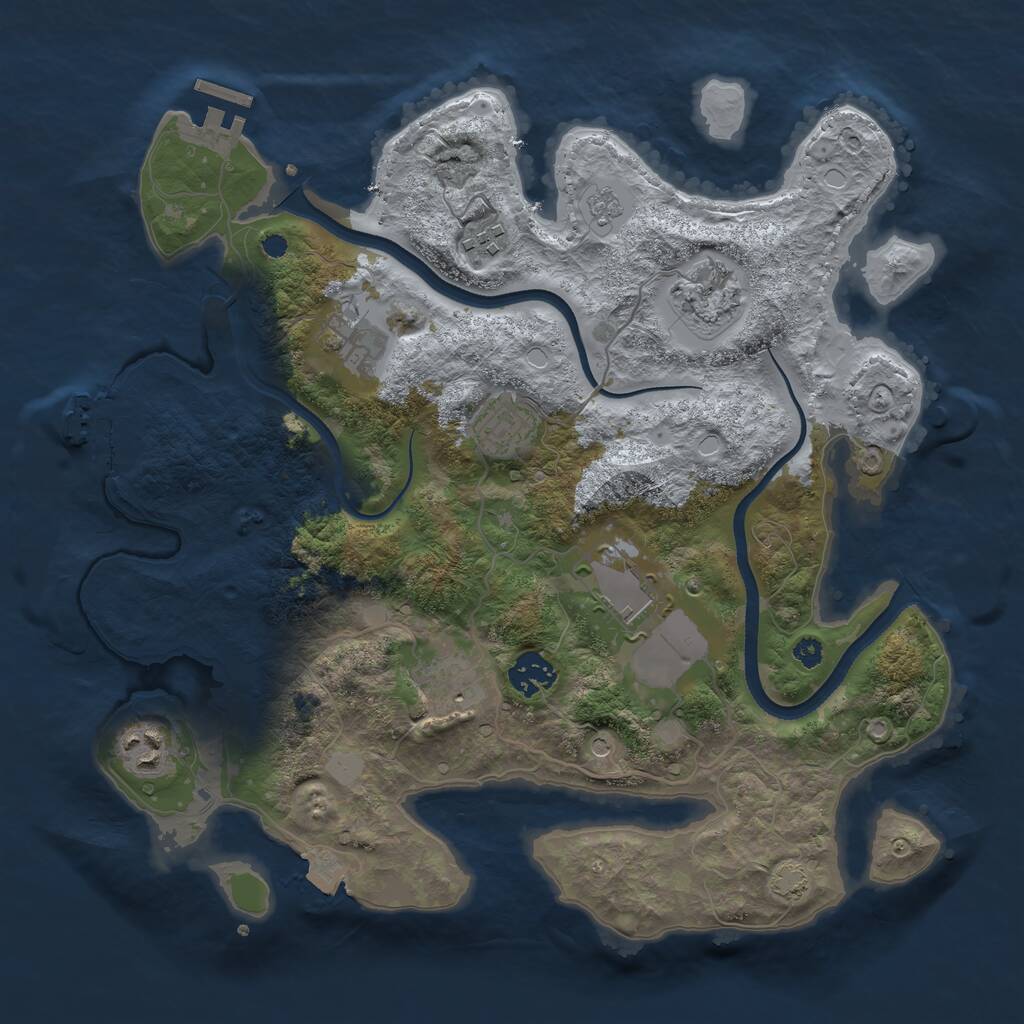 Rust Map: Procedural Map, Size: 3500, Seed: 449995583, 14 Monuments