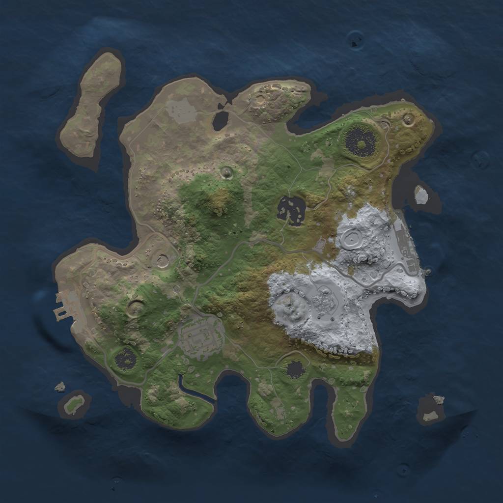 Rust Map: Procedural Map, Size: 2500, Seed: 27788, 9 Monuments