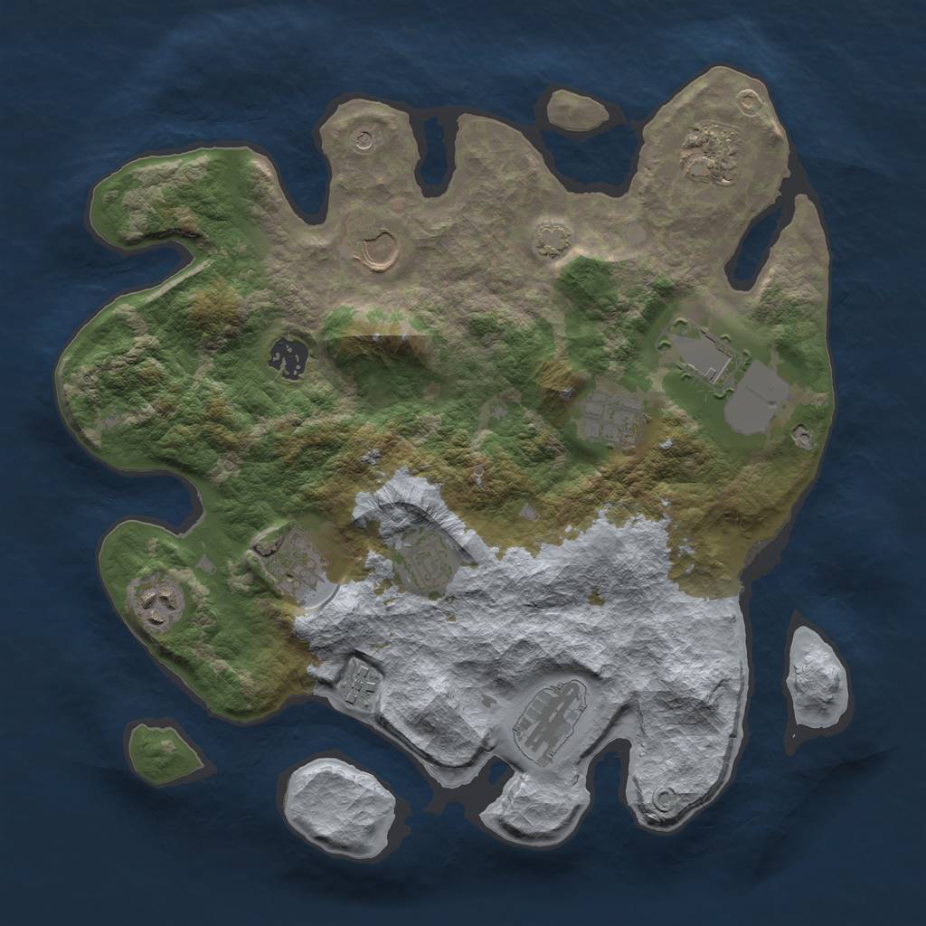Rust Map: Barren, Size: 3500, Seed: 733509362, 13 Monuments