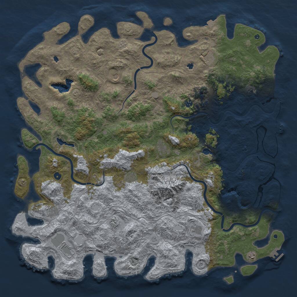 Rust Map: Procedural Map, Size: 6000, Seed: 552838547, 17 Monuments