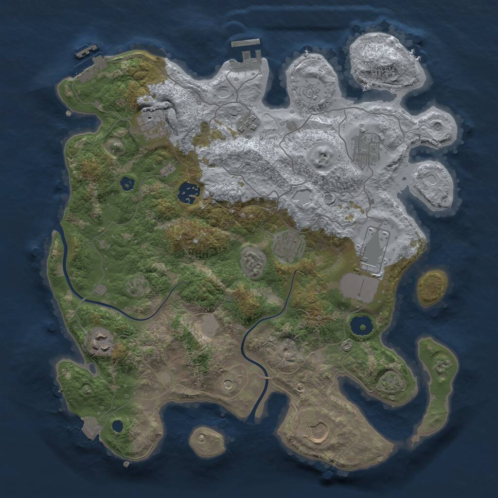 Rust Map: Procedural Map, Size: 3500, Seed: 1724636855, 14 Monuments