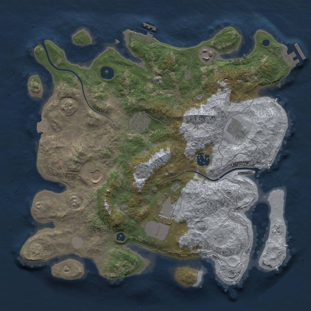 Rust Map: Procedural Map, Size: 3500, Seed: 764156057, 13 Monuments