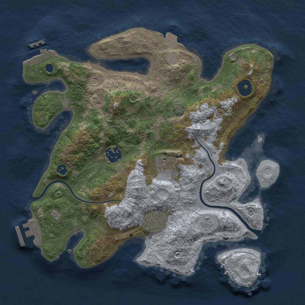 Rust Map: Procedural Map, Size: 3000, Seed: 15516, 9 Monuments