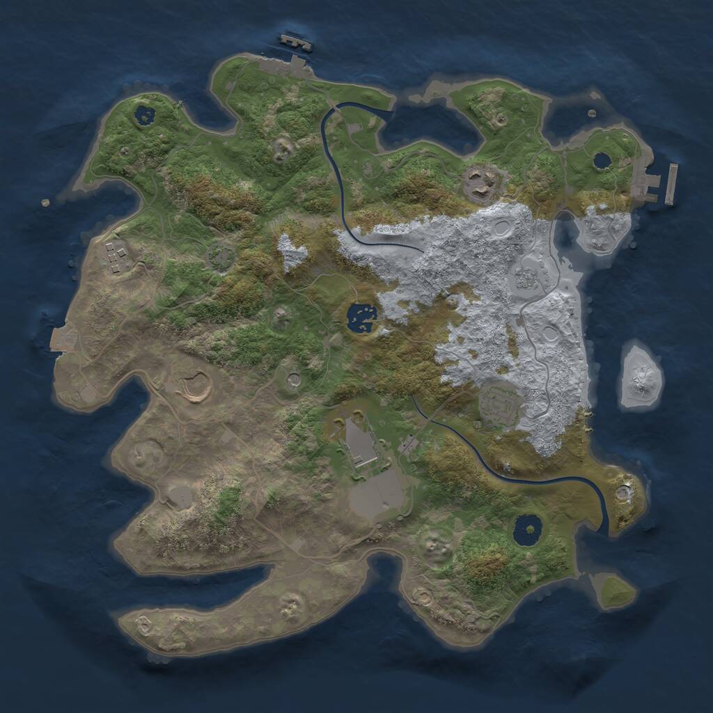Rust Map: Procedural Map, Size: 3500, Seed: 1441605687, 12 Monuments