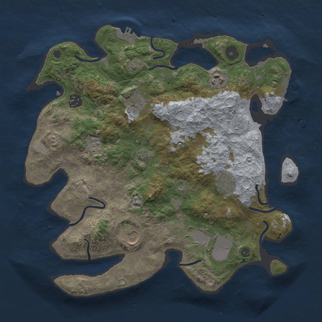 Rust Map: Procedural Map, Size: 3500, Seed: 1441605687, 14 Monuments