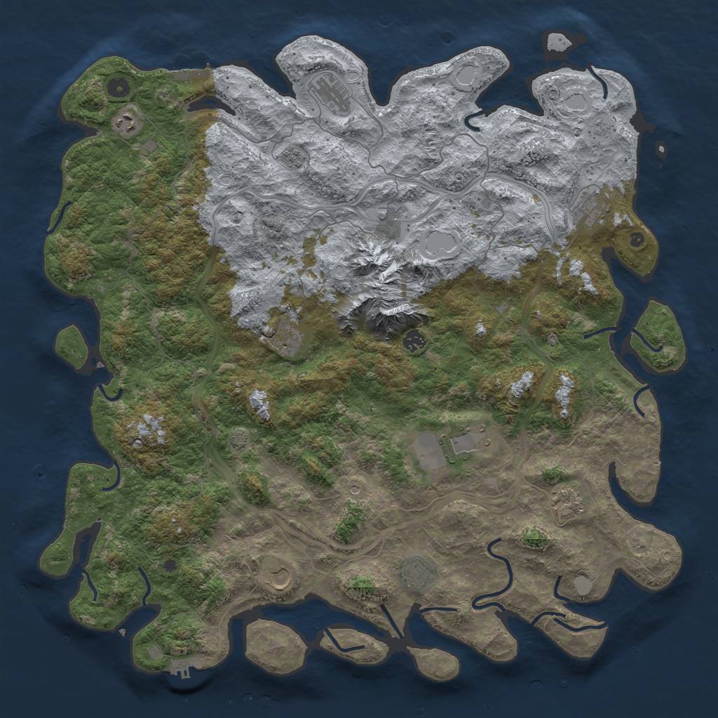 Rust Map: Procedural Map, Size: 5000, Seed: 66324, 18 Monuments