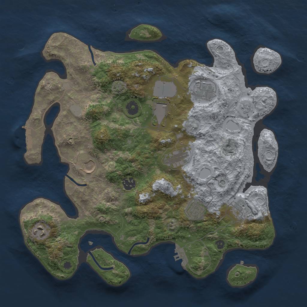 Rust Map: Procedural Map, Size: 3500, Seed: 441470259, 15 Monuments