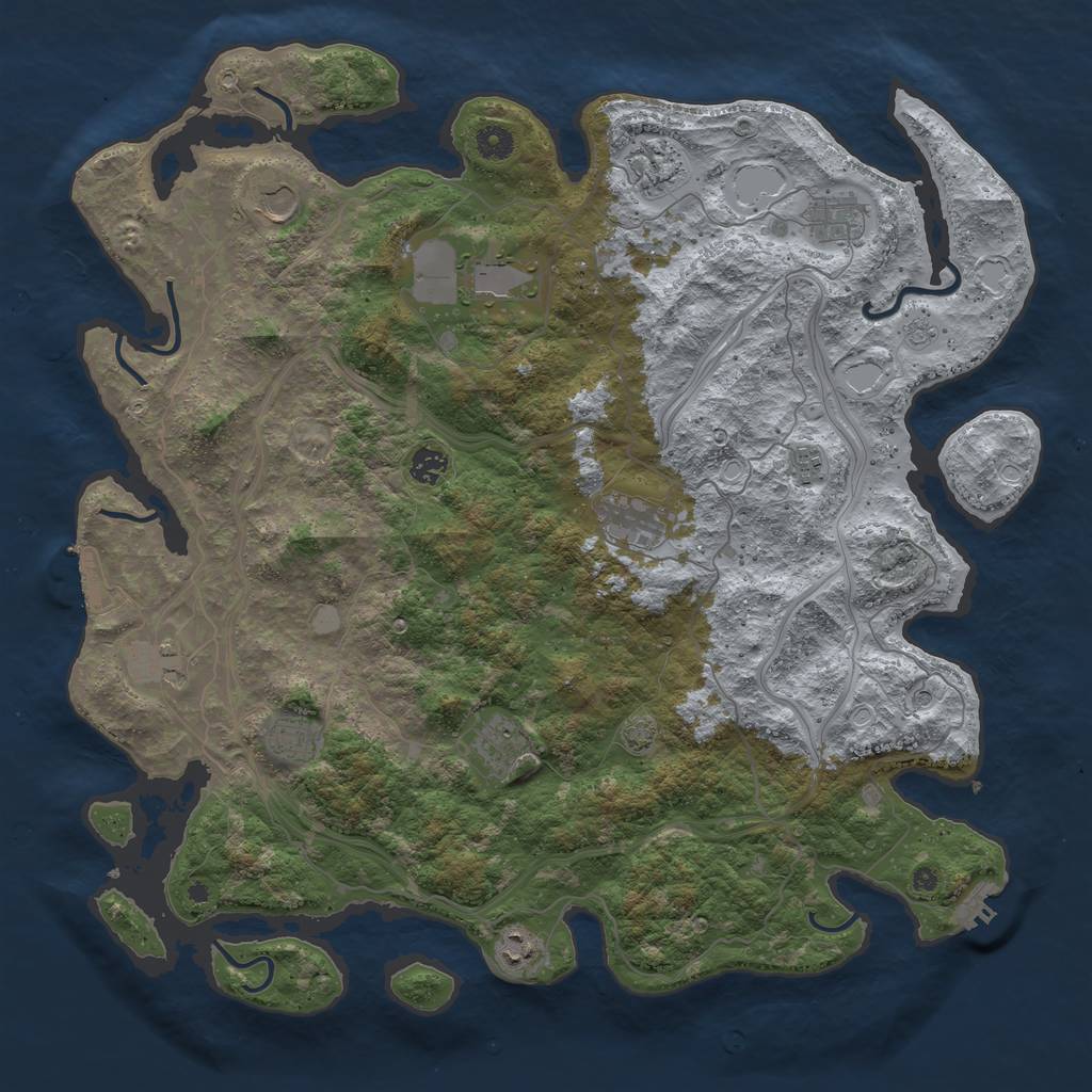 Rust Map: Procedural Map, Size: 4500, Seed: 1339903771, 18 Monuments