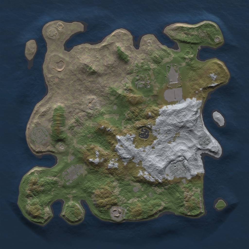 Rust Map: Barren, Size: 3500, Seed: 852067020, 12 Monuments