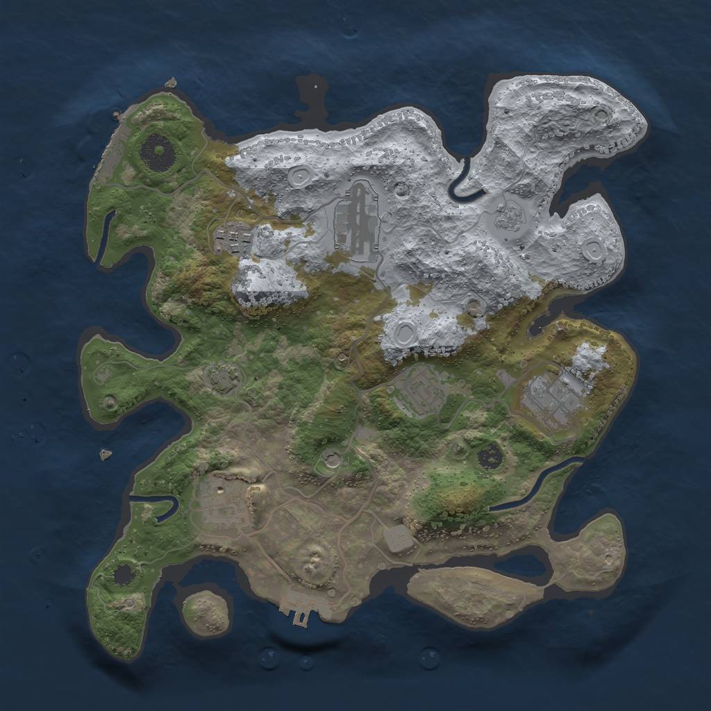 Rust Map: Procedural Map, Size: 3000, Seed: 24826, 12 Monuments