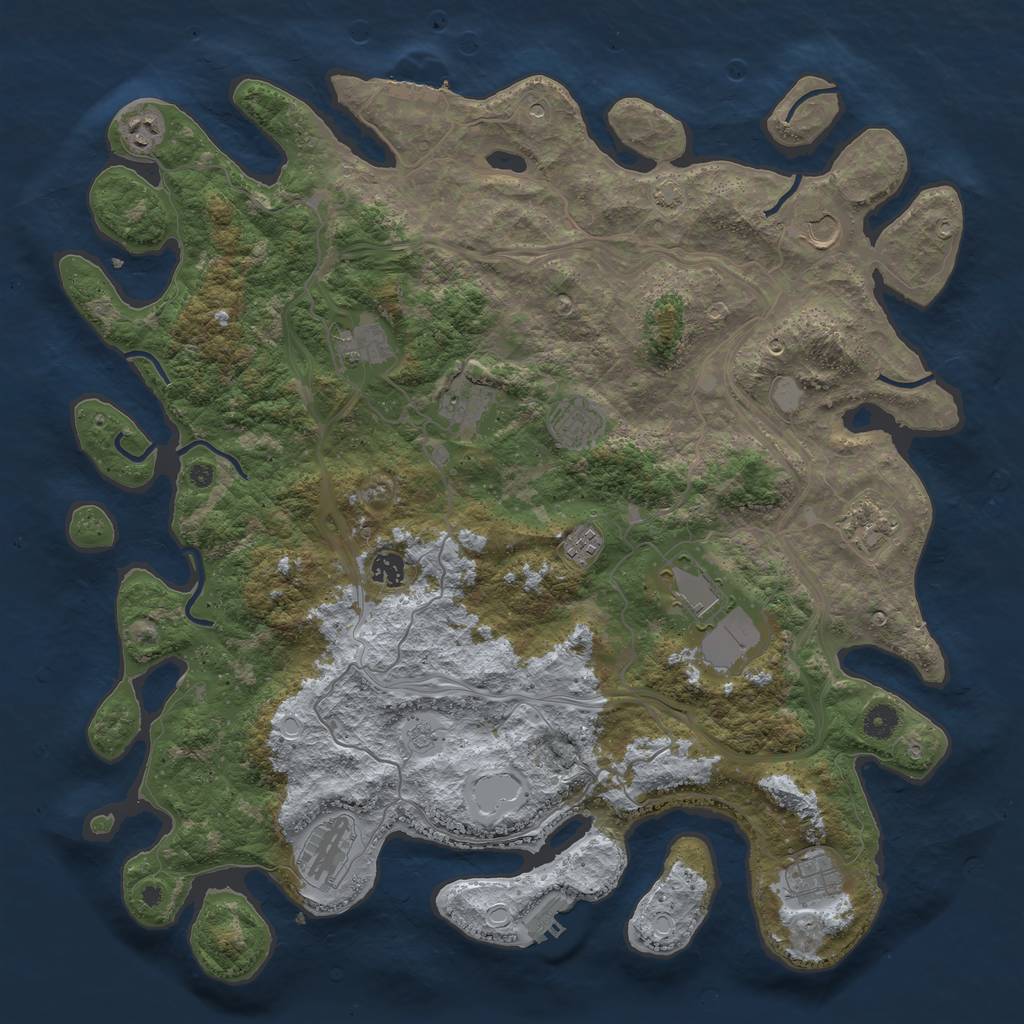 Rust Map: Procedural Map, Size: 4500, Seed: 73488216, 18 Monuments