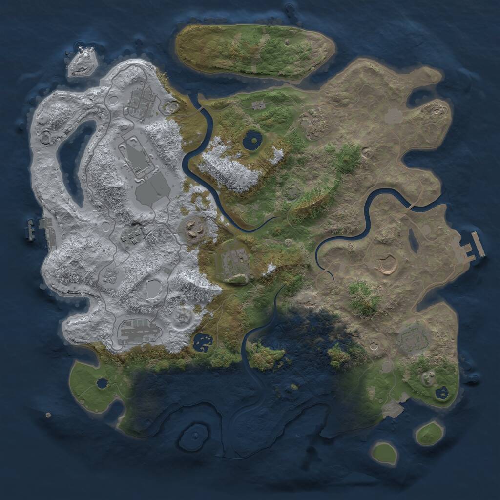 Rust Map: Procedural Map, Size: 3850, Seed: 22903, 16 Monuments