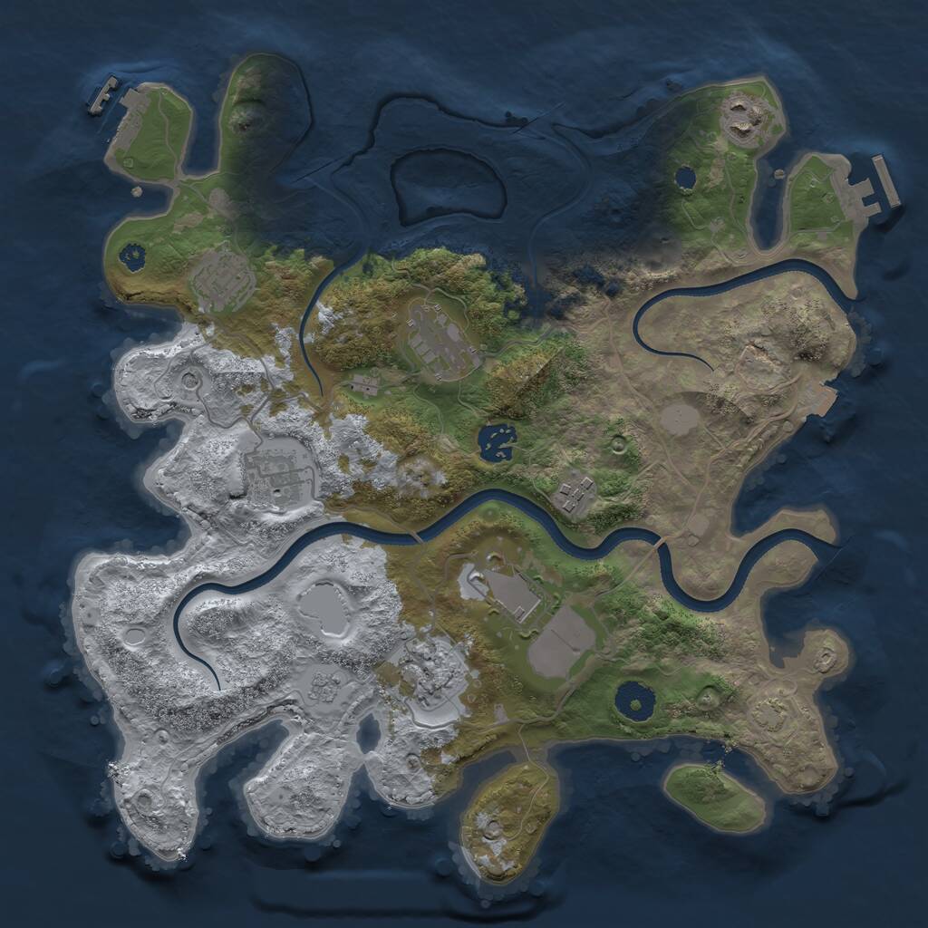 Rust Map: Procedural Map, Size: 3500, Seed: 220781, 14 Monuments