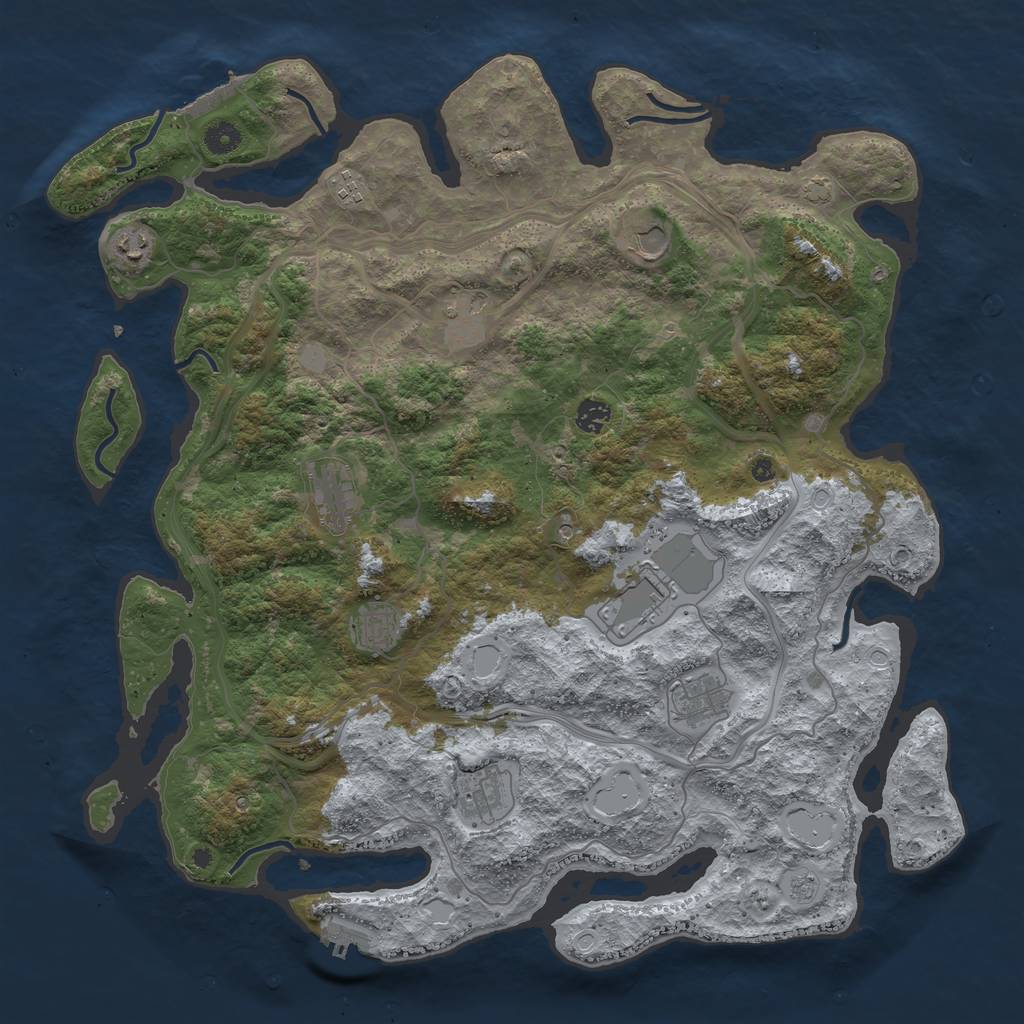 Rust Map: Procedural Map, Size: 4500, Seed: 810143294, 17 Monuments