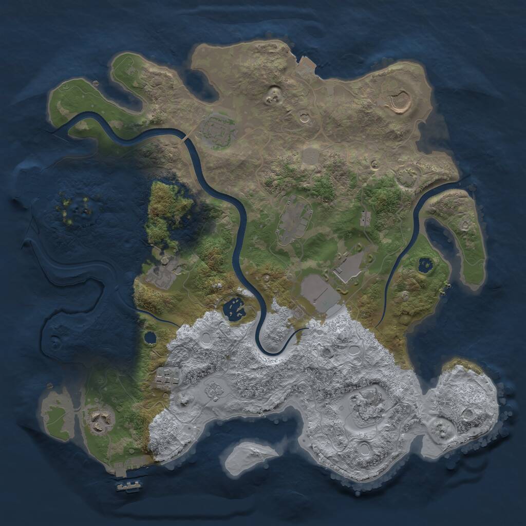 Rust Map: Procedural Map, Size: 3500, Seed: 1159522529, 15 Monuments