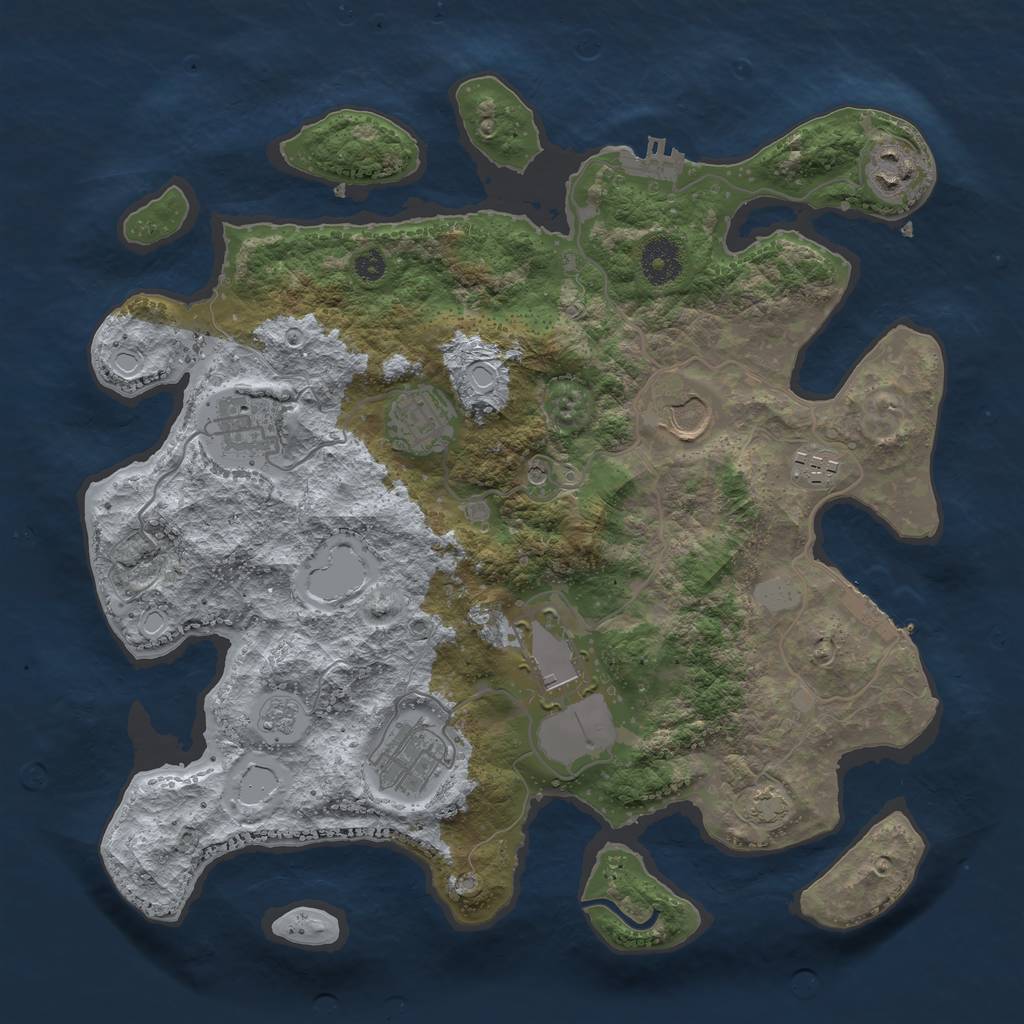 Rust Map: Procedural Map, Size: 3500, Seed: 49421624, 14 Monuments