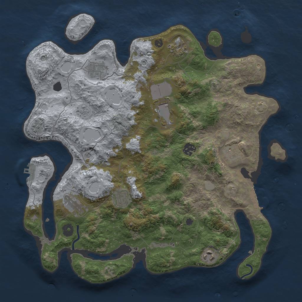 Rust Map: Procedural Map, Size: 3700, Seed: 523941517, 16 Monuments