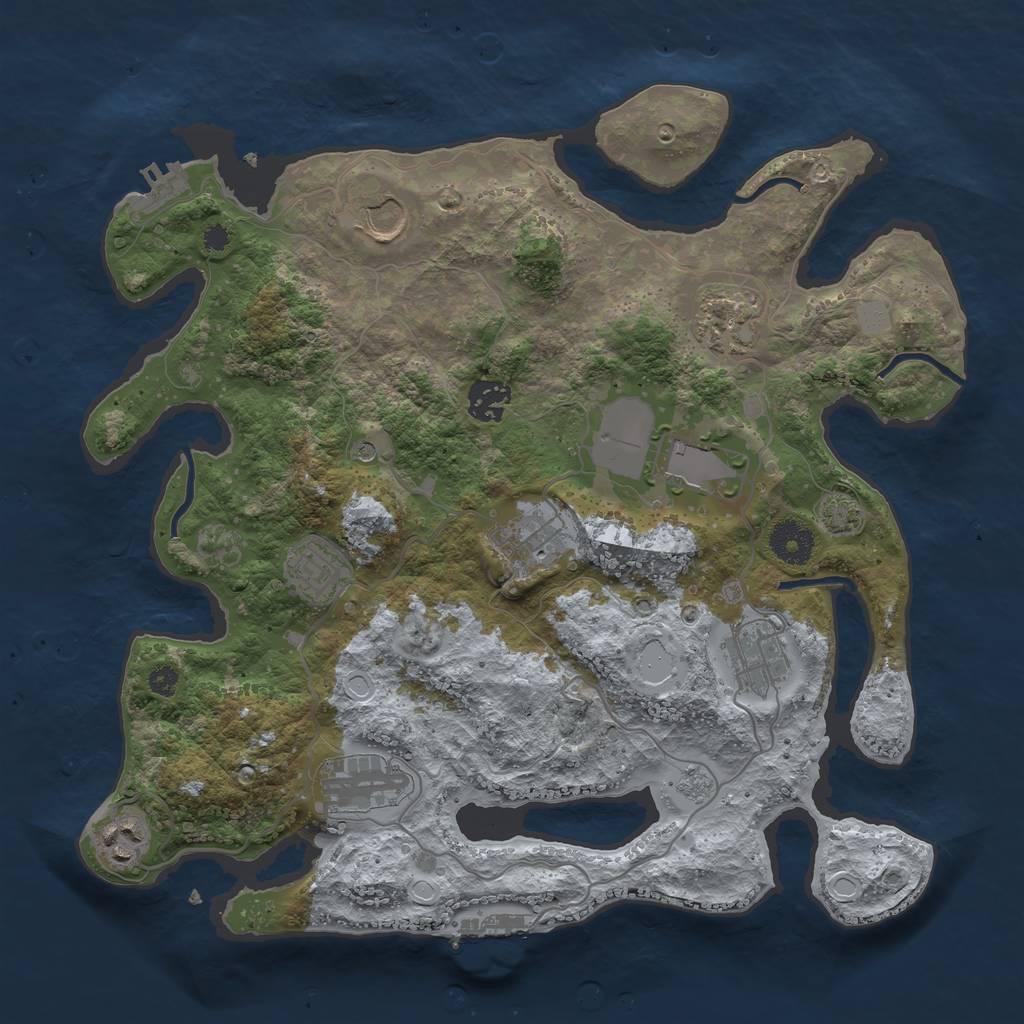 Rust Map: Procedural Map, Size: 3500, Seed: 8240865, 16 Monuments