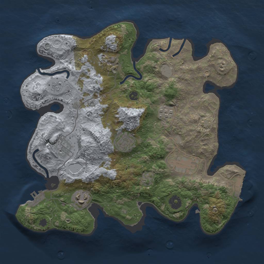 Rust Map: Procedural Map, Size: 3000, Seed: 1290961285, 12 Monuments
