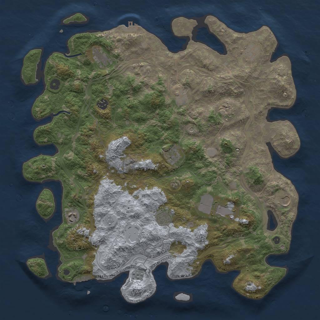 Rust Map: Procedural Map, Size: 4500, Seed: 1141982059, 18 Monuments