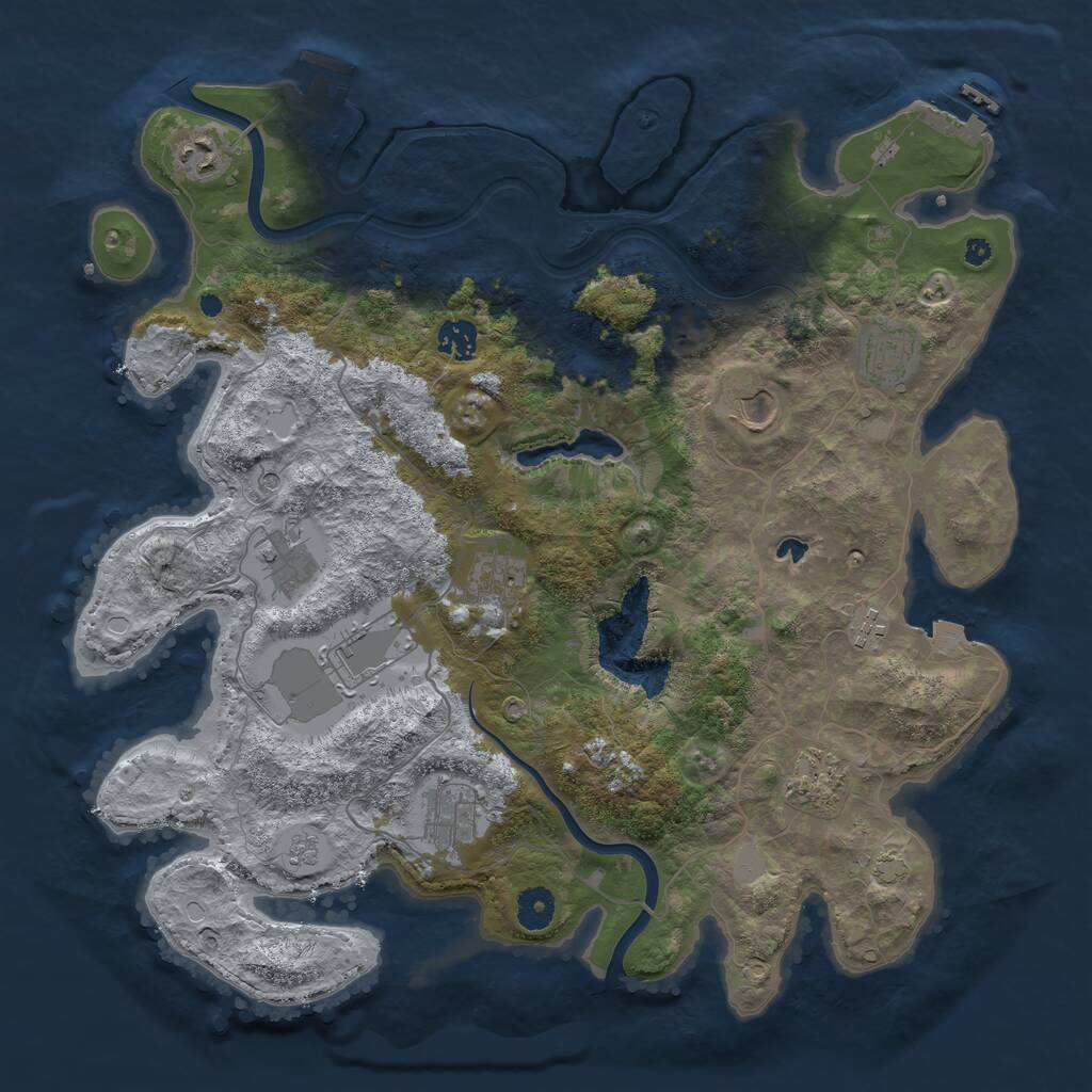 Rust Map: Procedural Map, Size: 4000, Seed: 4428875, 16 Monuments
