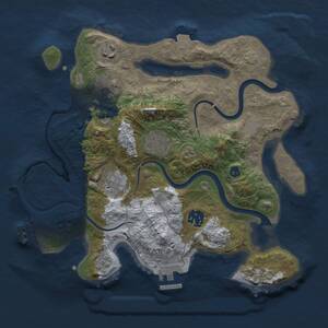 Thumbnail Rust Map: Procedural Map, Size: 3000, Seed: 1406120633, 11 Monuments