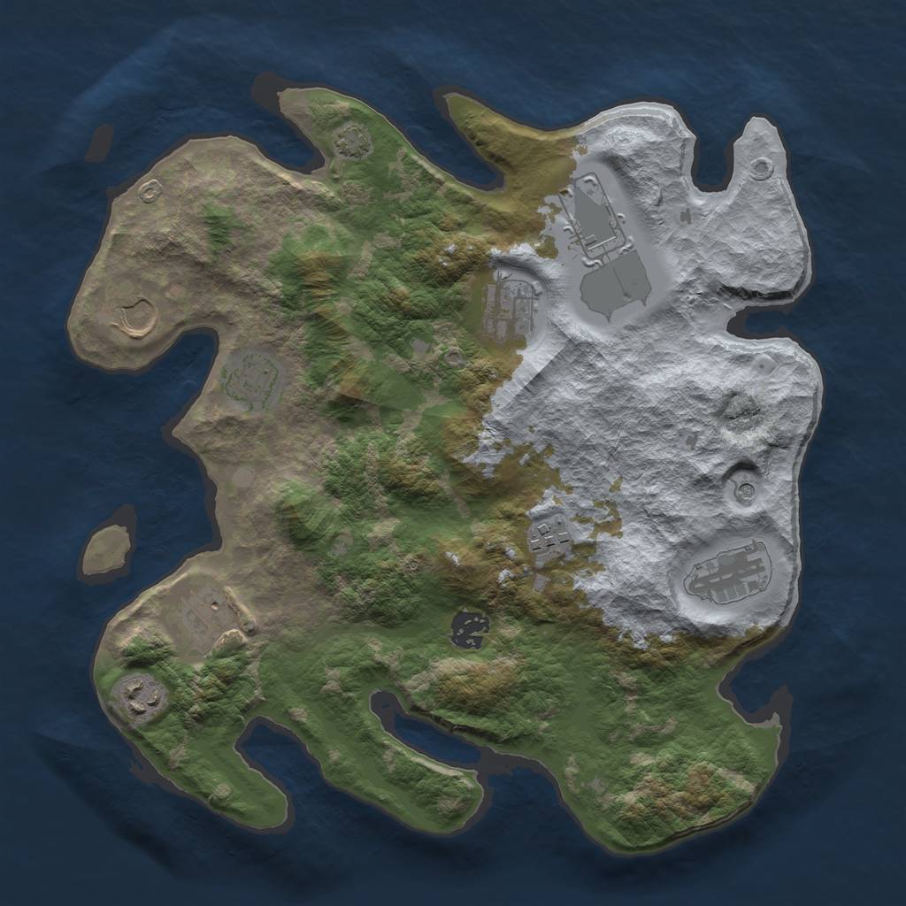 Rust Map: Barren, Size: 3500, Seed: 820549431, 12 Monuments