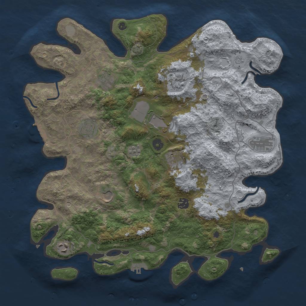 Rust Map: Procedural Map, Size: 4000, Seed: 5234123, 17 Monuments