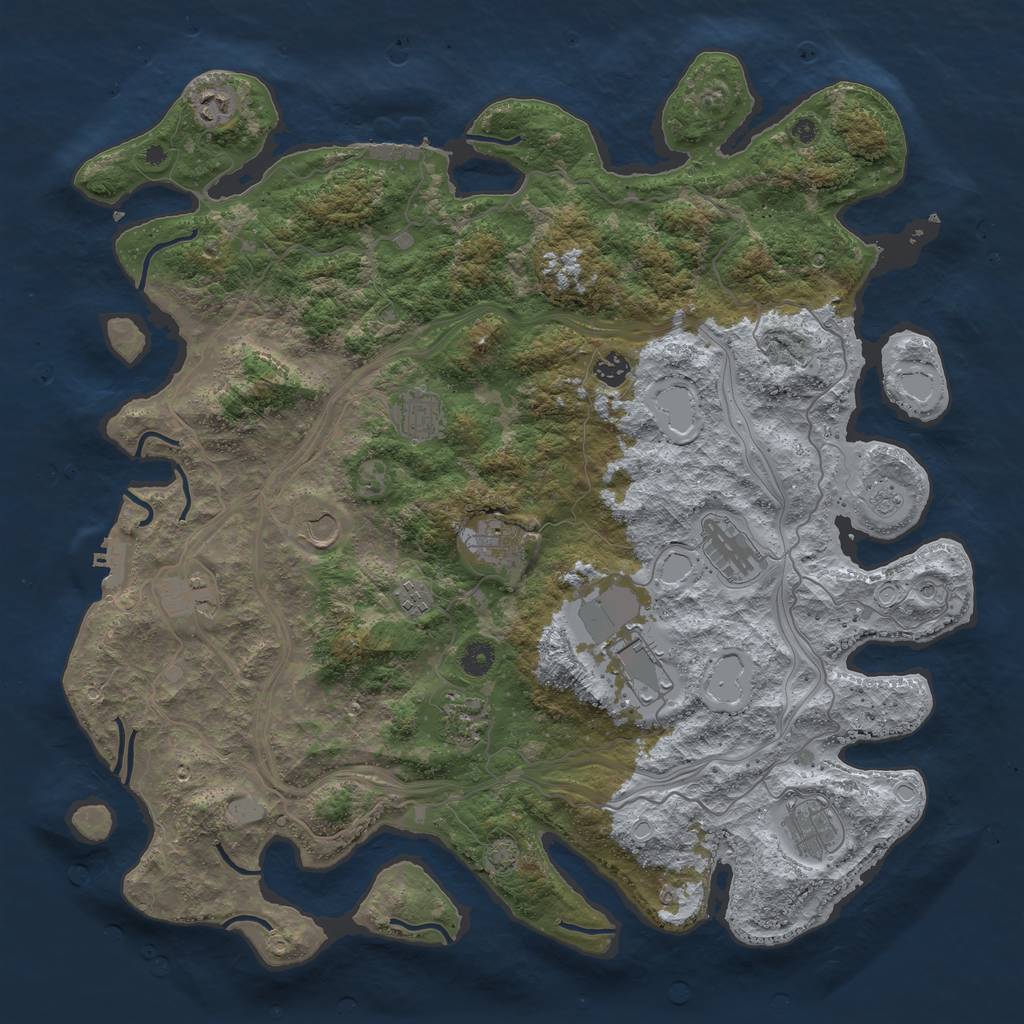 Rust Map: Procedural Map, Size: 4500, Seed: 1955380795, 18 Monuments