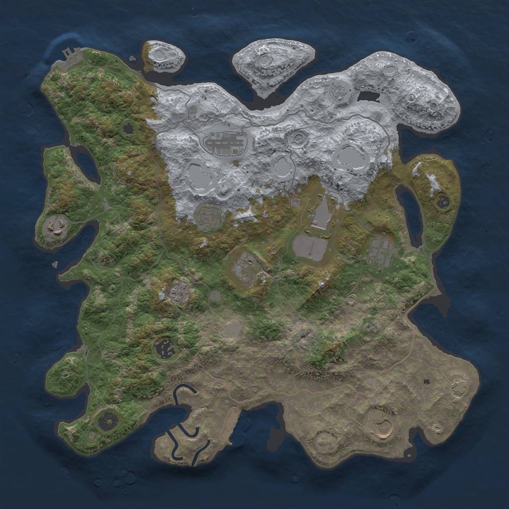 Rust Map: Procedural Map, Size: 4000, Seed: 615403675, 16 Monuments