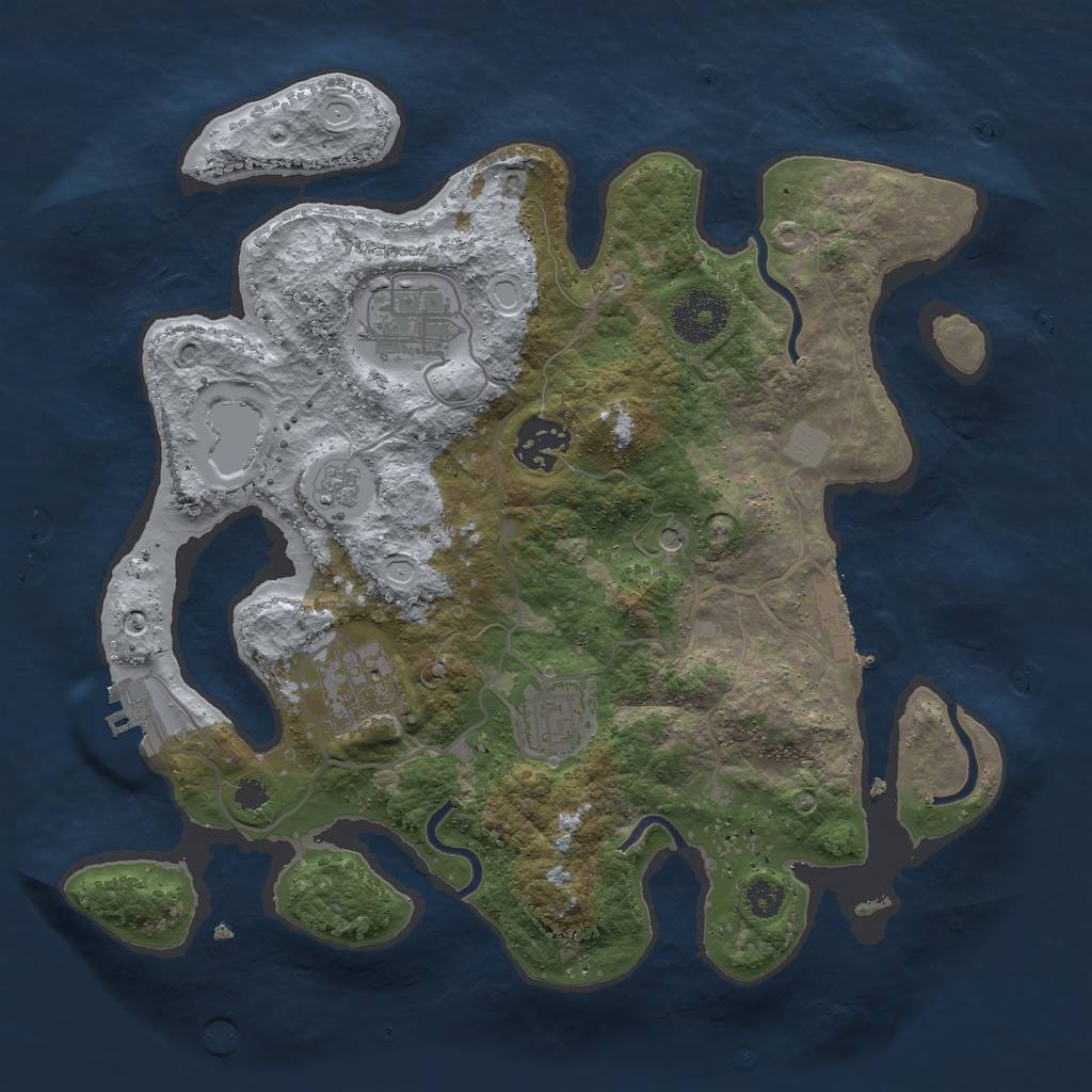 Rust Map: Procedural Map, Size: 3000, Seed: 91851153, 11 Monuments