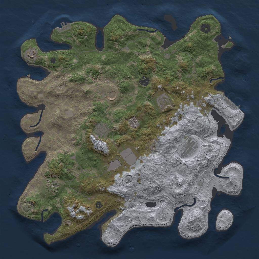 Rust Map: Procedural Map, Size: 4000, Seed: 12699, 16 Monuments