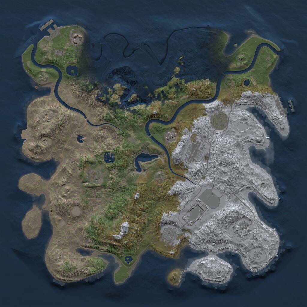 Rust Map: Procedural Map, Size: 4000, Seed: 583921, 15 Monuments
