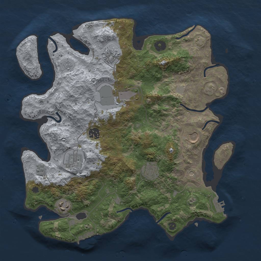 Rust Map: Procedural Map, Size: 3500, Seed: 7569, 15 Monuments