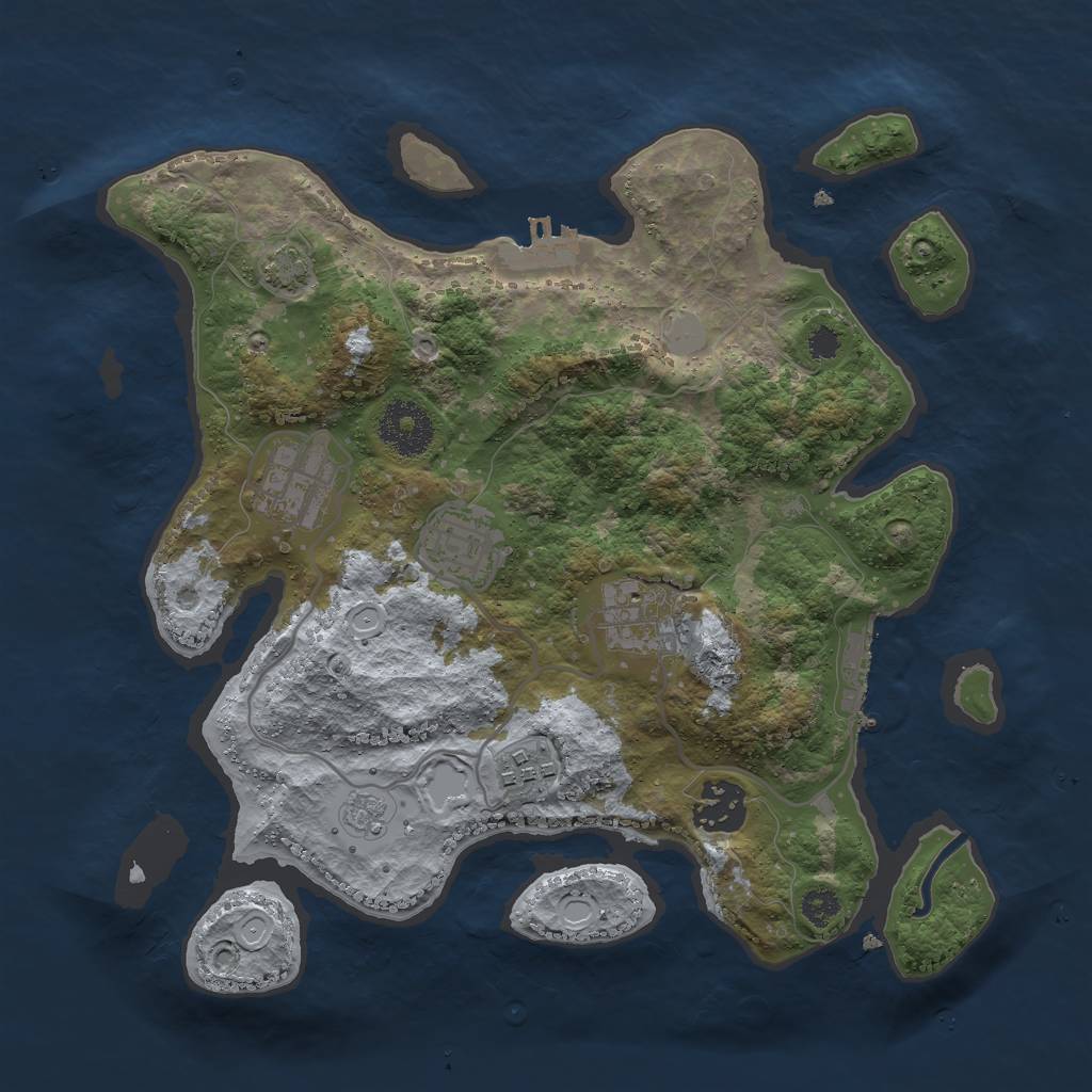 Rust Map: Procedural Map, Size: 3000, Seed: 715775119, 11 Monuments