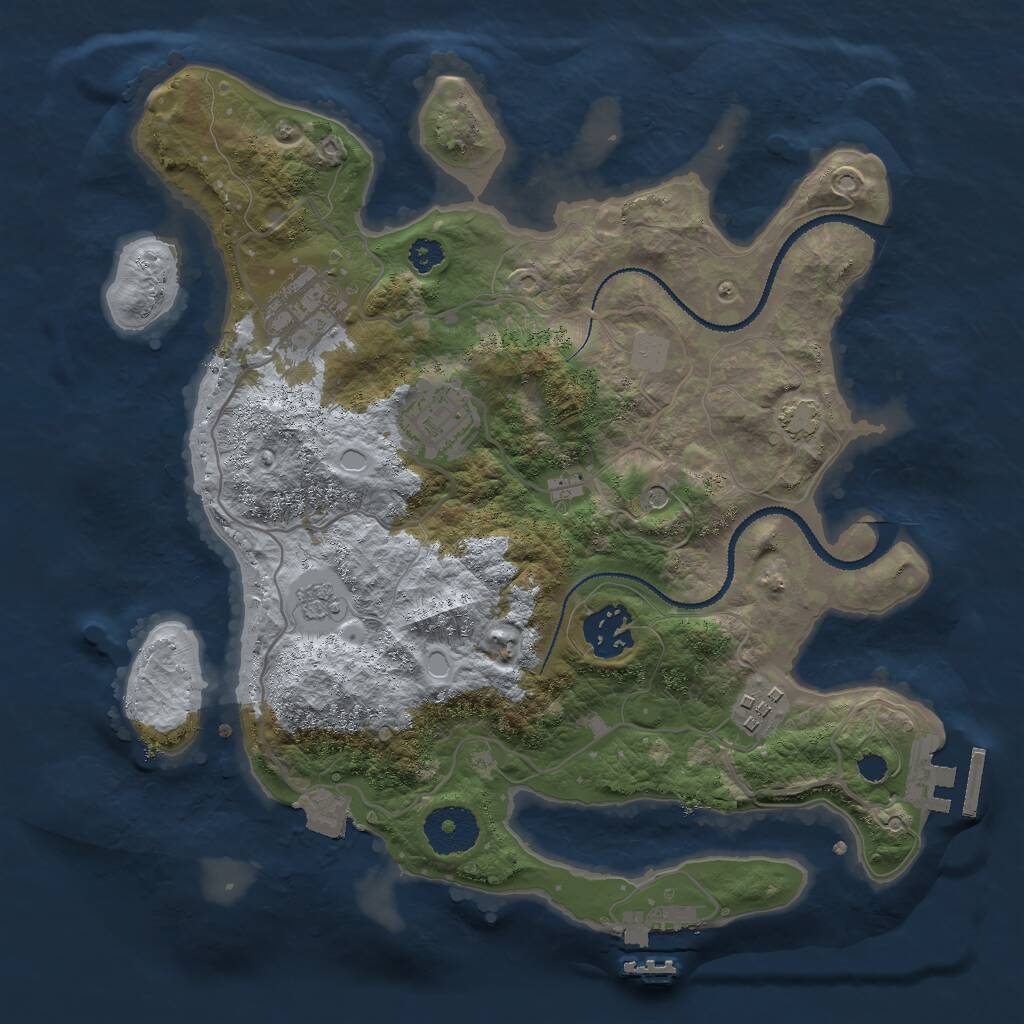 Rust Map: Procedural Map, Size: 3000, Seed: 27498979, 10 Monuments