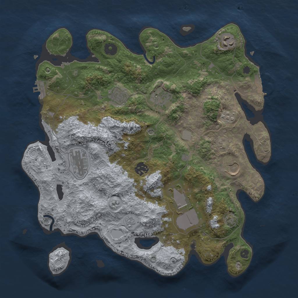 Rust Map: Procedural Map, Size: 3500, Seed: 73480211, 15 Monuments