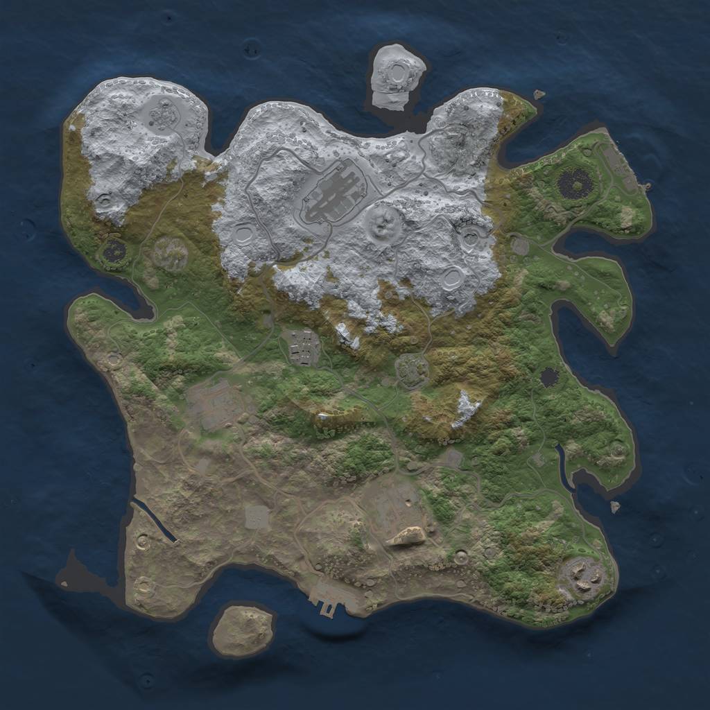 Rust Map: Procedural Map, Size: 3200, Seed: 981554499, 12 Monuments