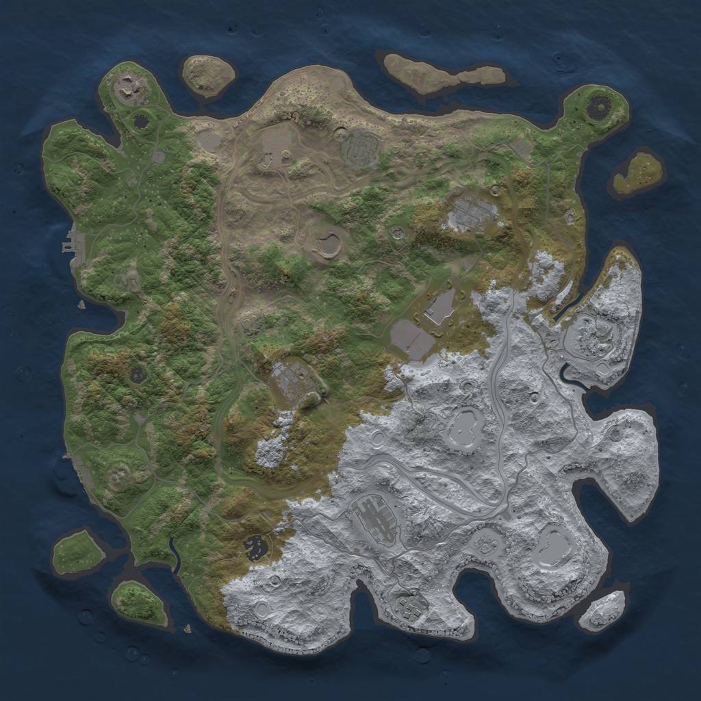 Rust Map: Procedural Map, Size: 4250, Seed: 11909, 18 Monuments