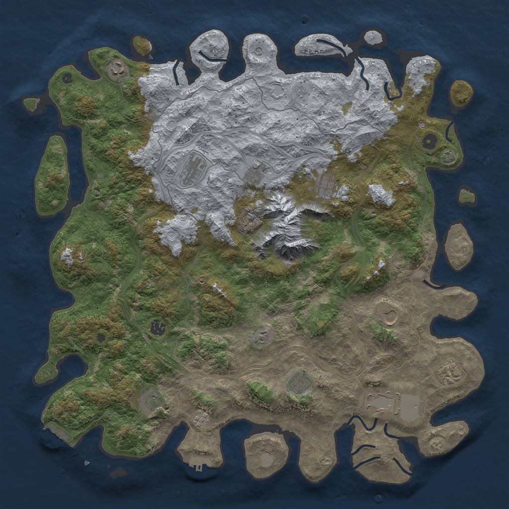 Rust Map: Procedural Map, Size: 5000, Seed: 1220126639, 18 Monuments