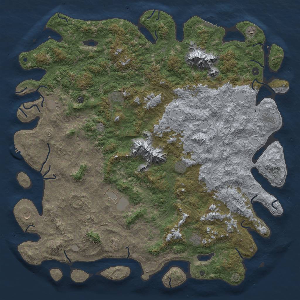 Rust Map: Procedural Map, Size: 6000, Seed: 53, 18 Monuments