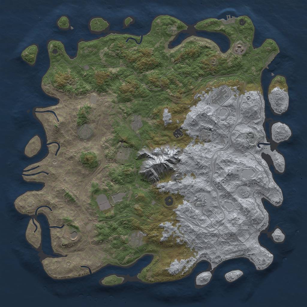 Rust Map: Procedural Map, Size: 5000, Seed: 1245854584, 18 Monuments