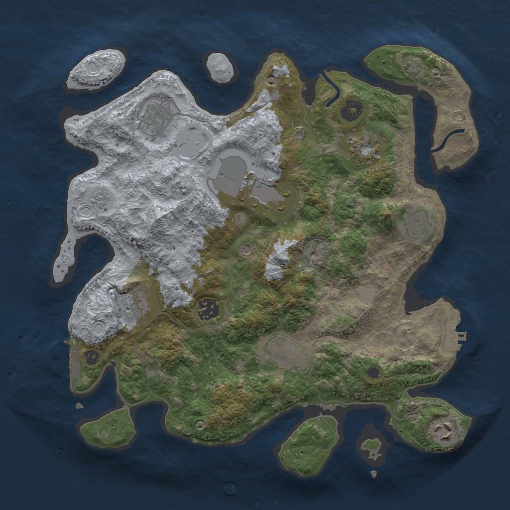 Rust Map: Procedural Map, Size: 3500, Seed: 1125801334, 15 Monuments