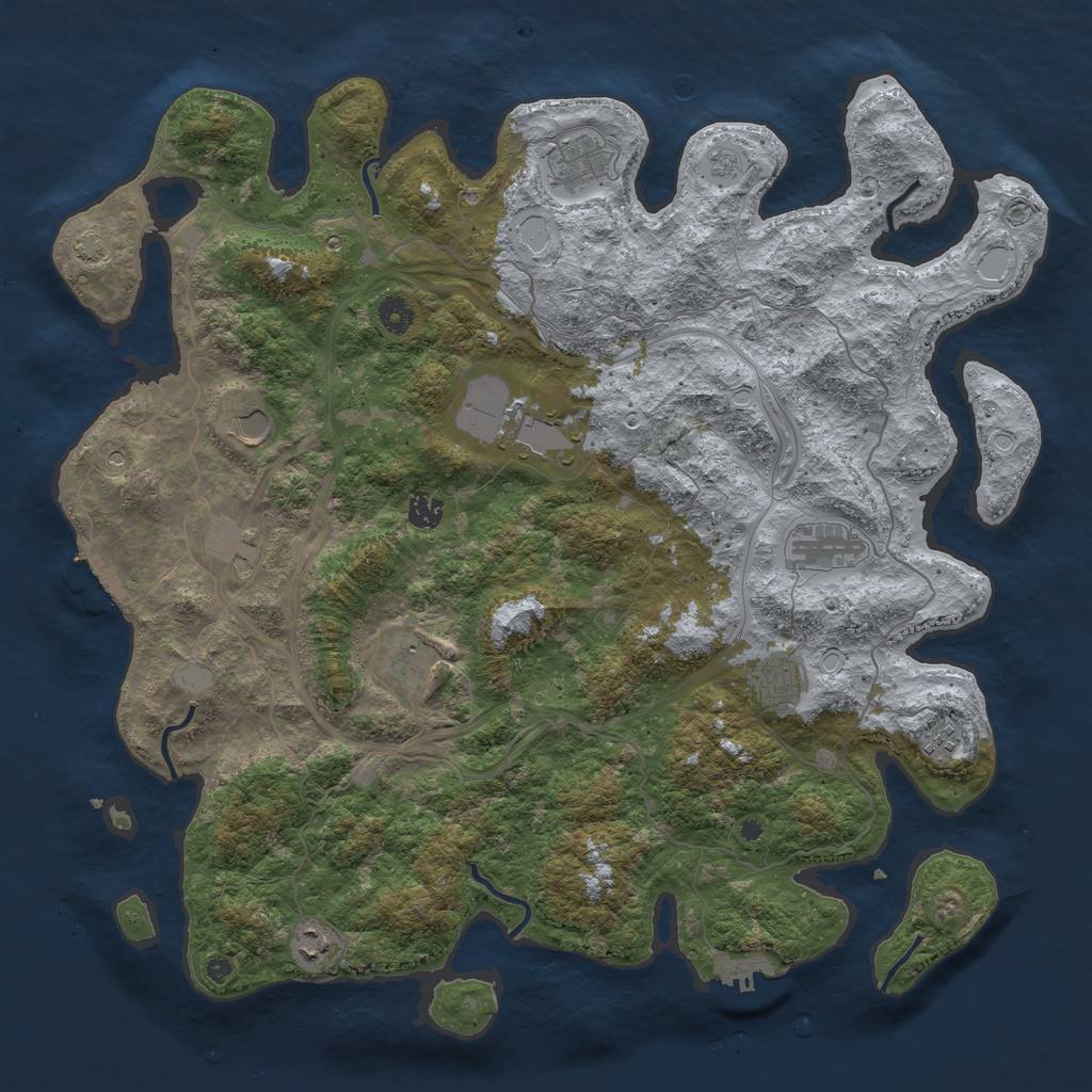 Rust Map: Procedural Map, Size: 4500, Seed: 1940109185, 17 Monuments