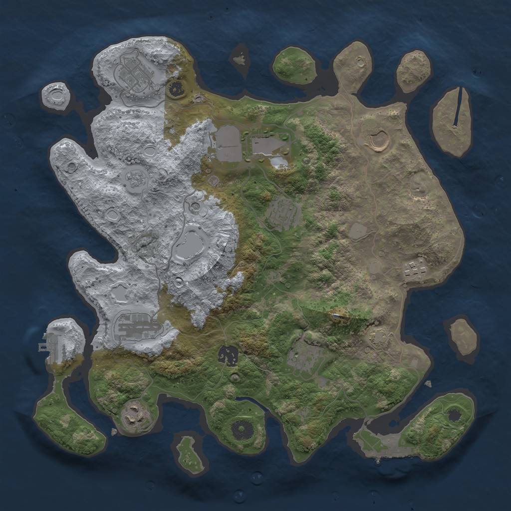 Rust Map: Procedural Map, Size: 3600, Seed: 403202385, 16 Monuments